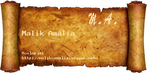 Malik Amália névjegykártya